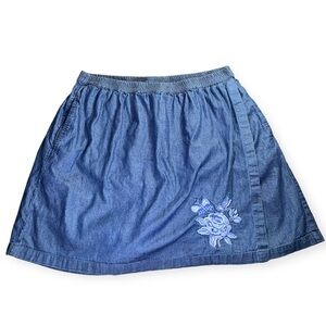 90’s Cotton Denim Jean Look Skort short skirt elasticbutterfly size 16 XL